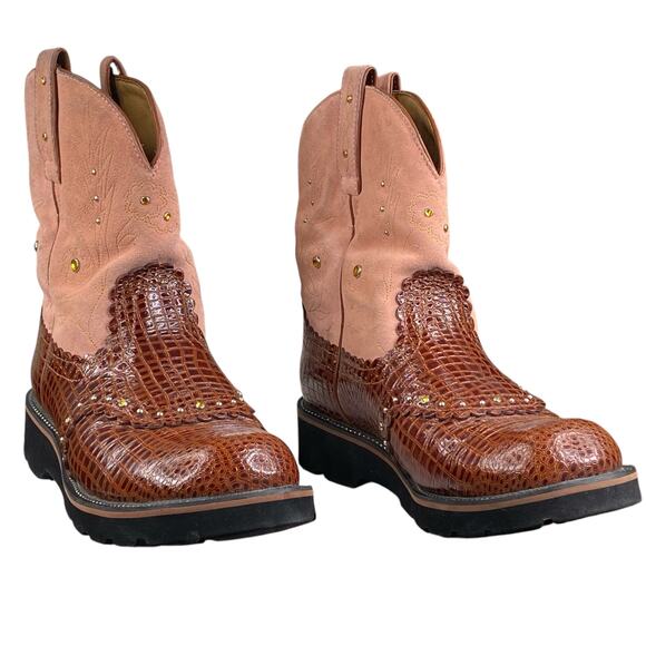 Ariat Women's Fatbaby Brown Pink Western Cowgirl Boot Size 11 B - Picture 5 of 12